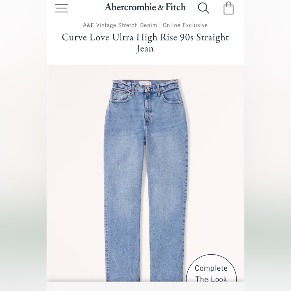 Abercrombie Curve Love Ultra High Rise 90s Straight Jean